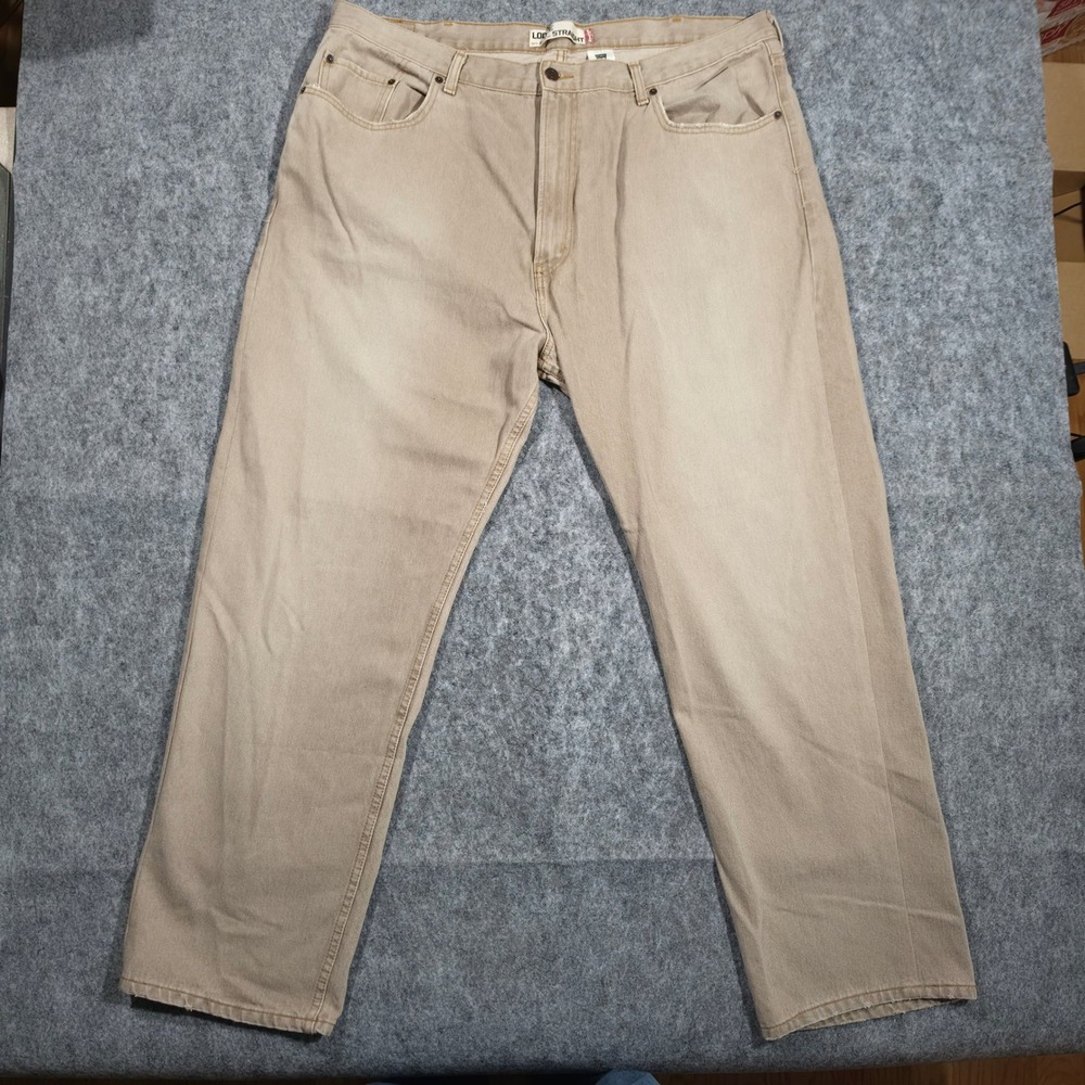 Levis 569 Loose Straight Jeans Mens 42x32 Tan Khaki Denim Vintage 2005 Hong Kong